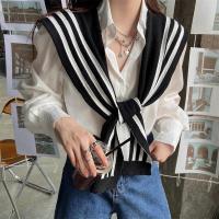 ราคา ผ้าคลุมไหล่ไหมพรมสำหรับฤดูใบไม้ผลิและฤดูใบไม้ร่วงปกคอเสื้อปลอมสำหรับผู้หญิงผ้าพันคอใส่ด้านนอกลายทางสไตล์ทหารเรือคลุมไหล่สำหรับฤดูหนาว (20731219789)