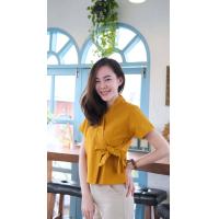 ราคา เสื้อพื้นเมืองสีเหลืองผูกเชือกด้านข้างป้ายหน้า (16436334621)
