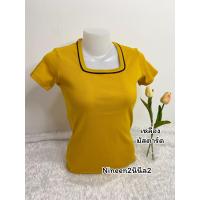 ราคา เสื้อคอเหลี่ยม ทรงเสื้อสวยมาก พร้อมส่ง ผ้าคอตตอน ผ้าดีมากผ้านุ่มและนิ่ม ผ้ายืดใส่สบาย งานป้าย tee project เสื้อยืดยืดคอเหลี่ยม เสื้อยืด เสื้อยืดหญิง (19925361391)