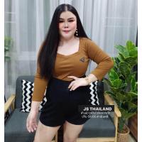 ราคา เสื้อแขนยาวคอสามเหลี่ยม แต่งปักอก ผ้าคอตตอนลร่อง (21084336610)