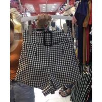 ราคา กางเกงเอวสูง ขาสั้น ลายสก๊อต ดีเทว เข็มขัดหน้า ซิปหลัง ผ้ายืดสกินนี่ มีกระเป๋า 2 ข้าง (17334878154)