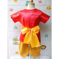 ราคา ชุดไทย โจงกระเบนเด็กผู้ชาย เสื้อคอกลม ผ่าไหล่ ผ้ามันโจงกระเบนผ้าลายไทยพร้อมผ้าผูกเอว (21453338662)