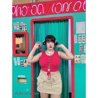 ราคา เสื้อกล้ามสาวอวบ สานอก ผูกเชือก สีสันสดใส เสื้อกล้ามสาวอวบอ้วน (20512923569)