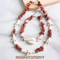 ราคา สร้อยคอไปทะเล หินสีธรรมชาติสลับปลาดาวรุ่นสุดปัง สร้อยคอ สร้อยหอย สร้อยเปลือกหอย ขายดีที่สุดในIG (17381813545)