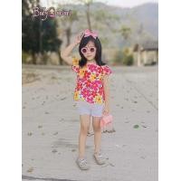 ราคา เสื้อลายดอกสงกรานต์ เด็กผู้หญิงผ้าฝ้ายแท้ พร้อมส่ง (21420562761)