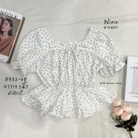 ราคา เสื้อคอเหลี่ยม แต่งผูกโบว์หน้า จั๊มเอว ลายดอกน่ารักๆ (21455178184)