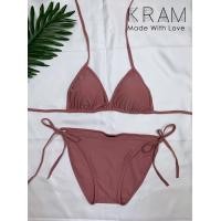 ราคา ชุดว่ายน้ำบิกินี่ผูกคอผูกหลังมีฟองน้ำM 2XL (10497663470)
