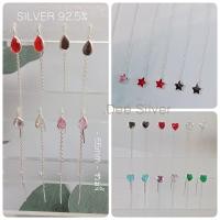 ราคา ต่างหูสายรูด เงินเเท้ 92 5 จำนวน1 คู่ เงินแท้ 925 มี 7 สี ต่างหูสายโซ่ (21440063337)