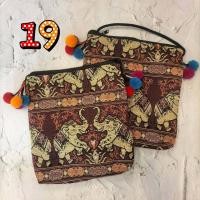 ราคา กระเป๋าสะพายยาว งานผ้าฝ้ายลายช้าง แต่งพู่ มีซิป สายเชือกดำ สายแม้ว (15800668970)