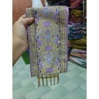 ราคา สไบขิดลาว สไบ ผ้าสไบ อัดกาว ผ้าเบี่ยง ผ้าสไบลาว แบบชายลูกปัด (21386734030)
