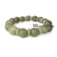 ราคา กำไลหยกสีเขียว หยกพม่า มือยืดหยกหยกพม่าสีเขียว หยกแท้100 (11966718765)