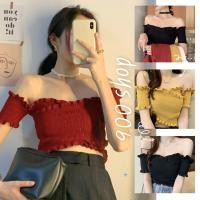 ราคา 900Shop เสื้อครอปไหมพรม แฟชั่นขอบหยัก 9 สี ใส่แบบเปิดไหล่ (19606974752)