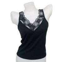 ราคา Air 150 เสื้อกล้ามคอวี ลายลูกไม้ สุดเซ็กซี่ สีขาว ดำ (9829276852)