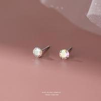 ราคา SE621 เงินแท้ 99 9 ต่างหูเพชรคริสตัลทรงกลม 4 หนามเตย ขนาด 345 มม silver 925 minimore (20801092004)