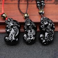 ราคา จี้ปี่เซียะหินออบซิเดียนธรรมชาติสร้อยคอผู้ชายจี้คริสตัลธรรมชาติผู้หญิงเครื่องประดับลูกประคำ (5808716113)