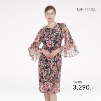 ราคา เดรสสั้น Lofficiel ผ้าลูกไม้พิมพ์ลายดอกไม้ แขนระบาย ทรงตรง สีชมพู FAFHPI (20795555394)