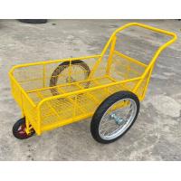 ราคา รุ่นตะแกรง2ชั้น ล้อมือสอง14นิ้ว 17นิ้วเลือกได้ รถเข็น3ล้อมือหนึ่ง โครงเหล็กสีเหลือง ขนาด8ปี๊บ 50x100cm ล้อหน้าแม็กซ์เหล็ก ยางตัน (21363468355)