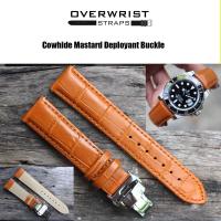 ราคา สายนาฬิกา สายหนังวัวแท้ สายหนังวัวปั๊มลายจระเข้ overwrist cowhide deployant buckle leather strap (14235491432)