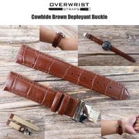 ราคา สายนาฬิกา สายหนังวัวแท้ สายหนังวัวปั๊มลายจระเข้ overwrist cowhide deployant buckle leather strap (10297321694)