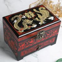 ราคา กล่องเครื่องประดับไม้กล่องเก็บอุปกรณ์เคลือบเงาผิงเหยากล่องเก็บของแนววินเทจกล่องเครื่องประดับสามทองสไตล์โบราณกล่องแต่งงานส่งเพื่อนสนิท (20987233548)