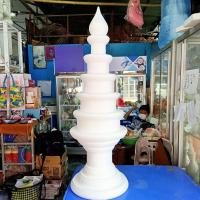 ราคา โฟมบายศรี 5ชั้น สูง41นิ้ว ฐาน16นิ้ว มีพุ่มยอด โฟมพานพุ่ม โฟมทำบายศรี โฟมทำพาน โฟมพุ่ม โฟมวงกลม โฟมแผ่น โฟมบายศรี (8546003761)