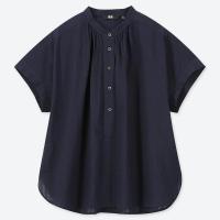 ราคา UNIQLO เสื้อเบลาส์ คอจีน แขนสั้น SOFT COTTON SHORTS SLEEVE BLOUSE (21378886550)