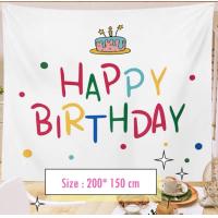 ราคา ผ้าแขวนตกแต่งวันเกิด ผ้าพื้นหลังวันเกิด ผ้าตกแต่งhappy birthday ตัวอักษรhappy birthday ธงวันเกิด (14587654345)