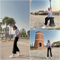 ราคา 80 ARTHITTAYA BRAND กางเกงผ้าซาร่า 8 ส่วน ขาบาน เอวสูง สีดำ (21270328100)