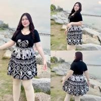 ราคา ชุดเซ็ตสาวอวบ เสื้อ กระโปรงลายช้าง ผ้าดีใส่สบาย D69 (21463200727)