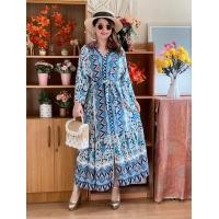 ราคา เดรส เดรสสไตล์โบฮีเมี่ยน เดรสสาวอวบ ลายฟันปลา ฟรีไซด์อก32 48นิ้ว ยาว 48นิ้ว สาวอวบอ้วนใส่ได้ เดรสยาว ด้านหลังเป็นเชือกผูกปรับได้ ส่งจากไทย (21429869688)