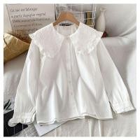 ราคา เสื้อ202เสื้อเชิ้ตคอบัวสีล้วนแบบใหม่สำหรับฤดูใบไม้ร่วง2เสื้อเชิ้ตสีขาวหวาน BNA สำหรับผู้หญิงสไตล์ฝรั่งเศสแขนยาวทรงหลวมแบบกว้างขอบหยัก (16744714468)