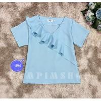 ราคา เสื้อคอวีแต่งระบายเฉียงเก๋เก๋ (19892206471)