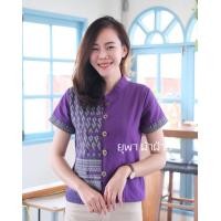 ราคา เสื้อผ้าฝ้ายพิมพ์ลายขอเจ้าฟ้าสิริวัณณวรี คอจีนกระดุมกระดิ่งแขนสั้น (15933798132)