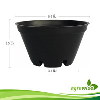 ราคา กะถางต้นไม้ กระถาง กระถางพลาสติก สีดำ ทรงเตี้ย 6 นิ้ว กระถางเพาะเมล็ด 50 ใบ (21363469019)