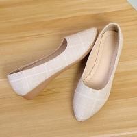ราคา ? ? ? ? ? ? ? ? ? ? ? ? รองเท้าคัชชูผ้า ส้นเตี้ย ทรงหัวแหลม ลายตาราง 2 สี เบอร์ 35 40 (19797172384)