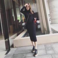 ราคา ส่งไว สต็อกไทย ชุดเดรสไหมพรมผ้าร่อง คอเต่า แขนยาวทรงสวยเข้ารูป ผ้ายืดเยอะ แฟชั่นสไตล์เกาหลี (1137990711)