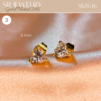 ราคา ต่างหูแป้นเสียบหัวใจทองเหลืองหุ้มทอง24K ฝังเพชรCZ แพ็ค 1 คู่ เลือกแบบได้ byสุปราณีเอสอาร์โกลด์ SRZ646 (21378341820)