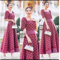 ราคา เดรสผ้าทอ พิมพ์ลายหัวใจ เดรสทรงย้วยยาว 52 นิ้ว เดรสยาวผ้าทอ เดรสผ้าไทยสีกรม (21397368942)