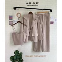 ราคา ชุดสูท 3 ชิ้น เสื้อคลุม สายเดี่ยว กางเกงขายาว ชุดทำงานสาวอวบ งานเซ็ตบิ๊กไซต์ (20648550063)