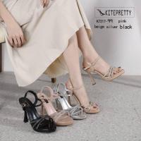 ราคา รองเท้าส้นสูง 3 5 นิ้ว รัดข้อ เปิดเท้า แต่งสายเพชร สวย หรูหรา (20901964941)