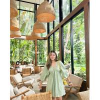 ราคา เดรสสั้นคอวีสีเขียวมิ้น (19875074401)