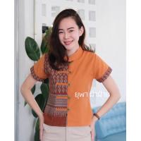 ราคา เสื้อผ้าฝ้ายพิมพ์ลายขอเจ้าฟ้าสิริวัณณวรี คอจีนกระดุมกระดิ่งแขนสั้น (15933798144)