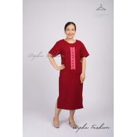 ราคา เคลียสต๊อก เดรส ผ้าใยกัญชง สีเลือดหมู คอกลม แขนสั้น แต่งลายชนเผ่า ชาวเขา ผ้าปูกาวเรียบร้อย การตัดเย็บเรียบร้อยมาก พร้อมส่ง (20692141136)