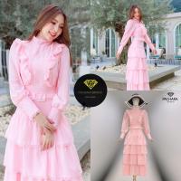 ราคา ป้าย Pachara เดรสยาวแขนยาวแต่งระบายชั้นๆ งายสวยผ้าทิ้งตัวใส่สบาย (16858065679)