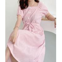 ราคา mushaboom 78 ชุดเดรสแขนตุ๊กตา เดรสกระดุมหน้า เดรสลายริ้ว เดรสใส่สบาย เดรสน่ารัก เดรสสีชมพู (17271509084)