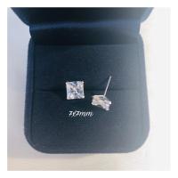 ราคา ต่างหูเงินแท้ Silver925 สี่เหลี่ยมเพชรCZ (17698309237)