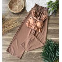 ราคา กางเกงขายาวผ้าวอมมากับสายเดี่ยวสุดสวยแต่งผูกโบว์มีฟองน้ำ (19409338749)