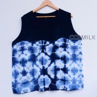 ราคา เสื้อมัดย้อมแขนกุด มัดย้อมคราม ใส่เย็นสบาย (19808504116)