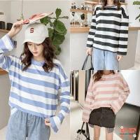 ราคา สต็อกไทย FF เสื้อยืด คอกลม แขนยาว ลายทาง ผ้านิ่มเด้ง เสื้อผ้าแฟชั่น ฤดูหนาว (4561624762)