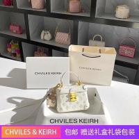 ราคา Chviles keirh กระเป๋าทรงกล่องหนังแท้ลายนูนสีชมพูกระเป๋าทรงขนมจีบแบบถือดูแพงกระเป๋าสะพายไหล่สะพายข้างผู้หญิง (21151714083)